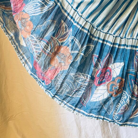 Rare 70s Cotton Gauze Made In India Floral Stripe Dress Sz S Please Read Descrip - Picture 5 of 16